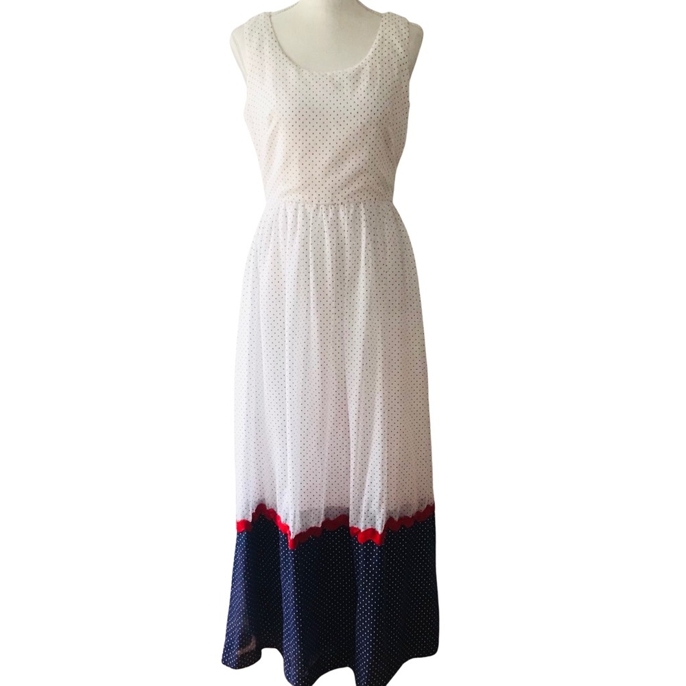 Miss Elliette Summer Maxi Dress Medium 12 Polka Dots America USA Vintage